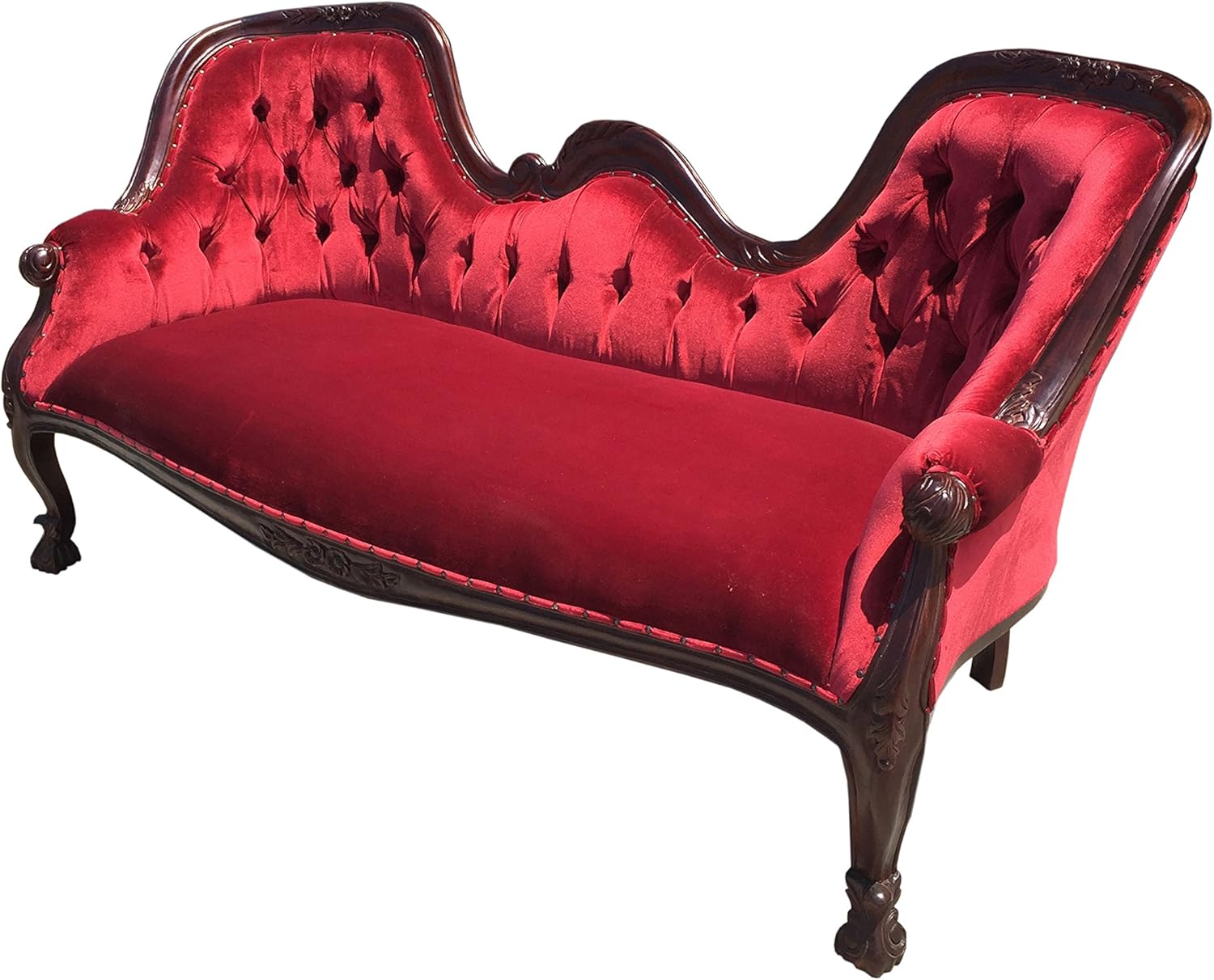 Louis Double Ended Wood Sofa in Mahogany Wood