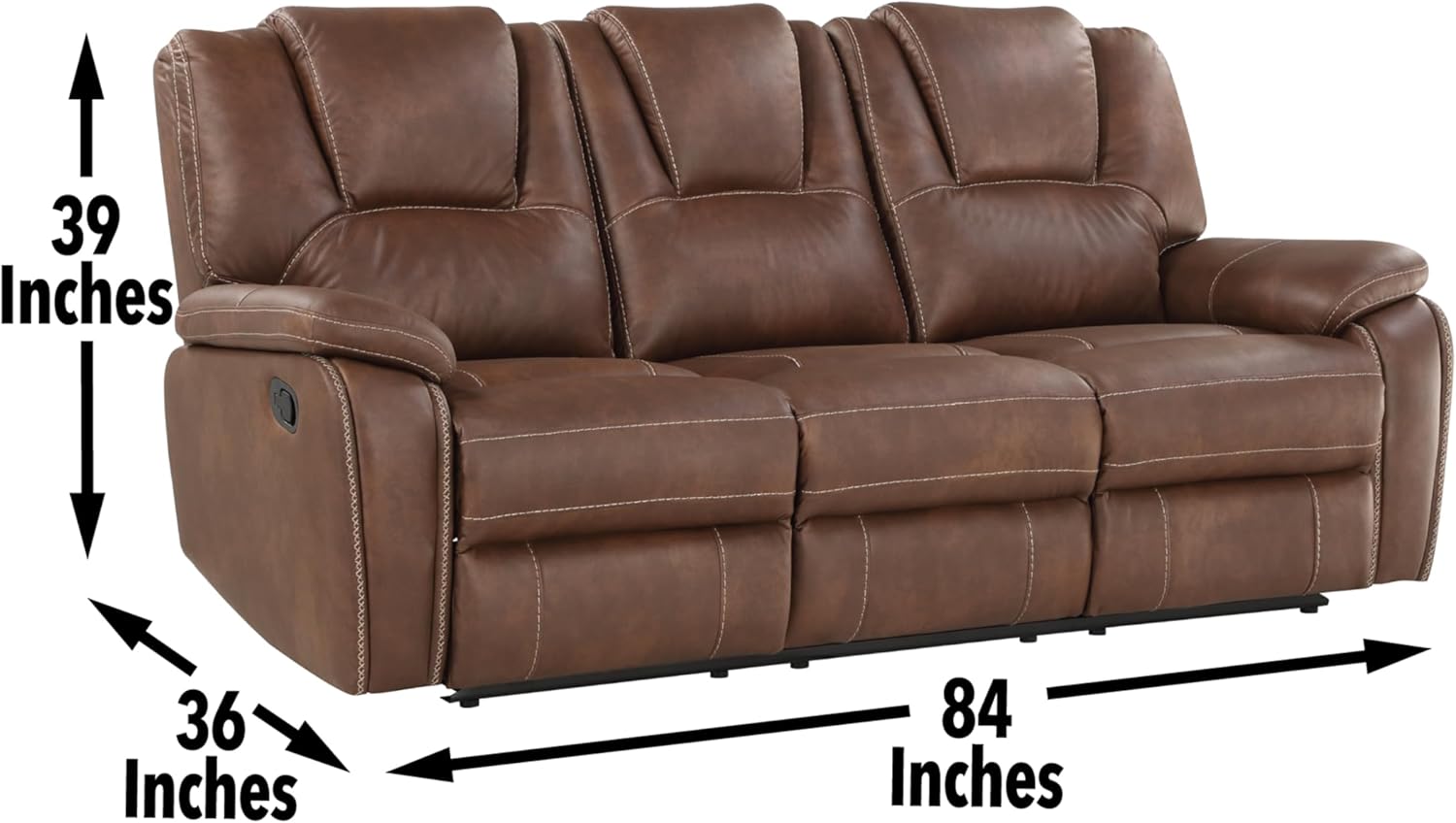 UBGO Pieces Set, Manual Chair, Reclining Loveseat and 3-Seat Sofa for Living Room, Bedroom Furniture, Office(Dark Brown,1+2+3)