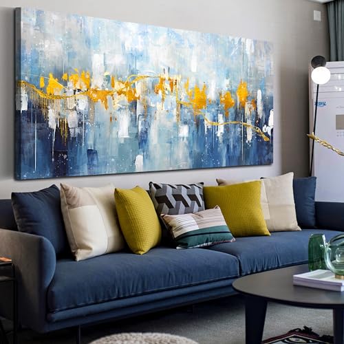 ZHAOSHOP Abstract Canvas Wall-Art - Blue Home Office Wall Decor - Modern Wall Art for Living Room Large Size Ready to Hang Size 24