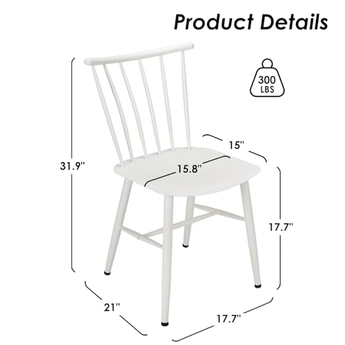 Metal Dining Chairs Set of 2, Modern Kitchen & Dining Room Chairs for Dining Room, Windsor Chairs Dining Chairs with Metal legs, Armless Dining Chair with Comfortable Seat