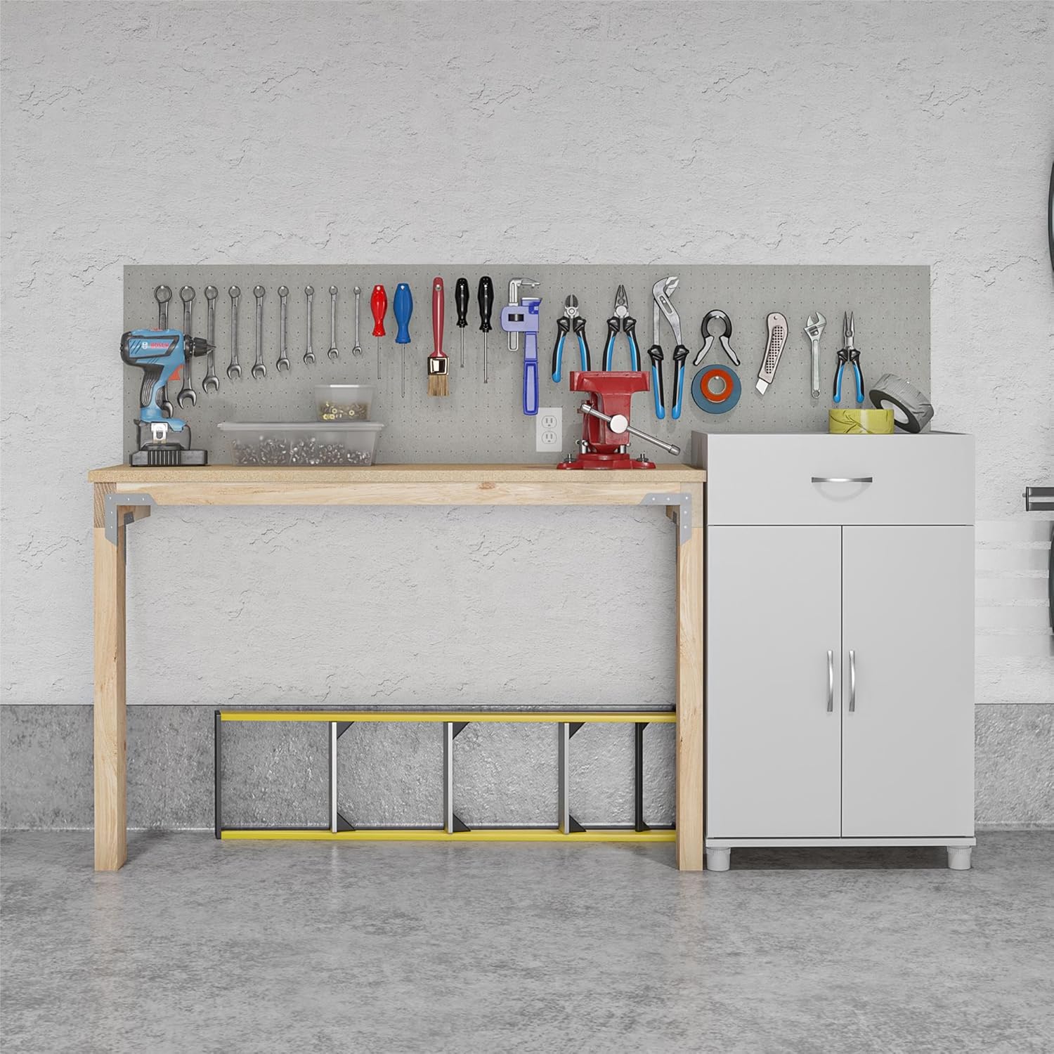 Ameriwood Home Lory 1 Drawer/2 Door Base Storage Cabinet, Dove Gray