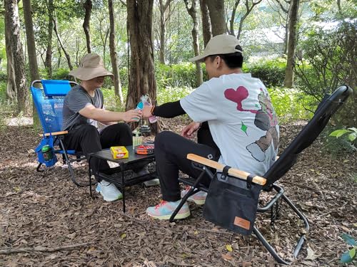Camping Chair, 4 Adjust Position Compact Backpacking Chair, Portable Folding Chair, Beach Chair with Side Pocket, Headrest, Mesh Seat TSL（Black 2 Pack）