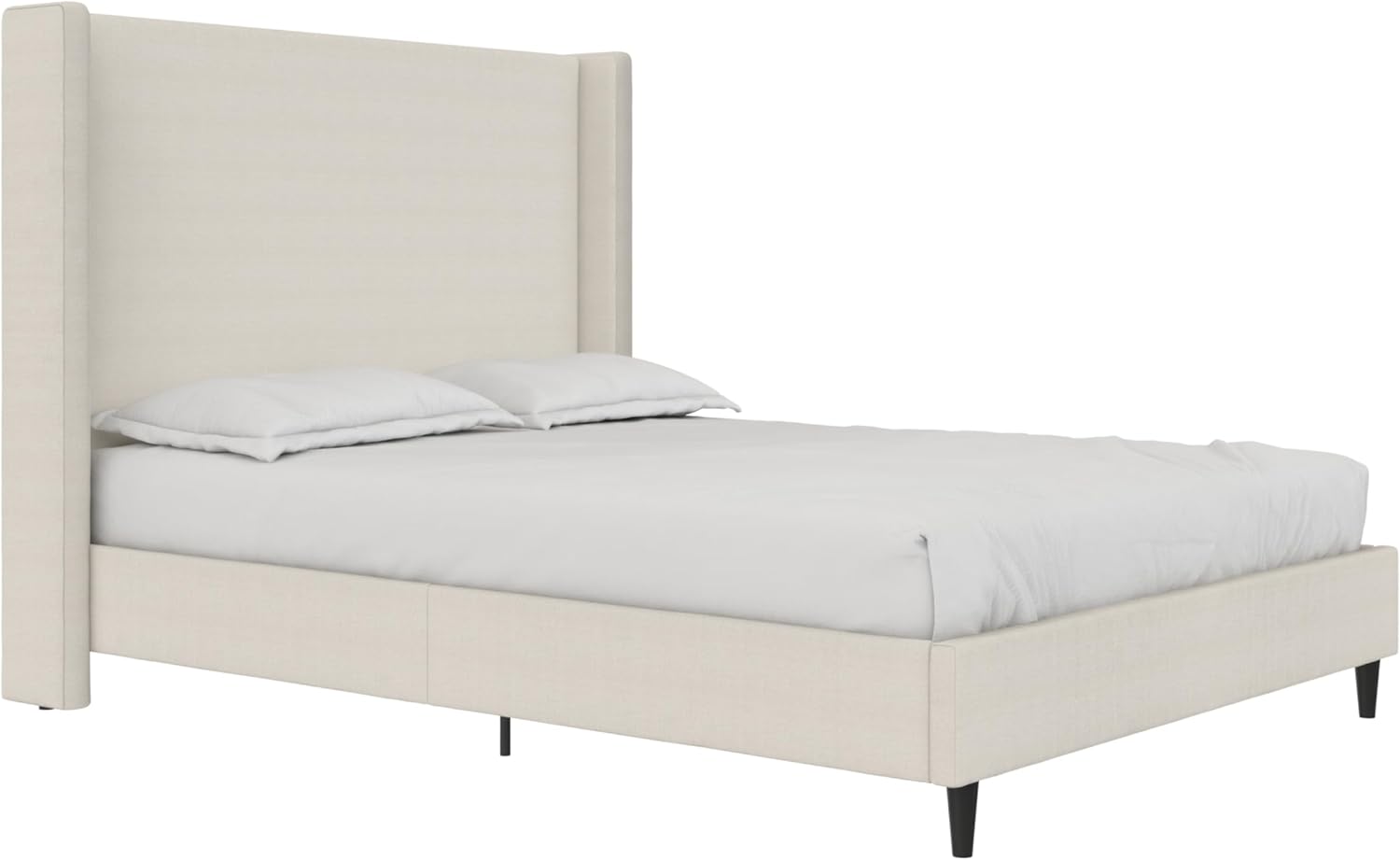 DHP Eveline Upholstered Platform Bed Frame - Queen in Textured Ivory Canvas