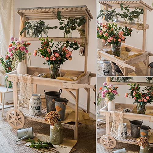 Outdoor Potting Bench Table Garden Work Bench Wooden Garden Potting Bench Decorate Plant Gardening for Patio Courtyards Balcony