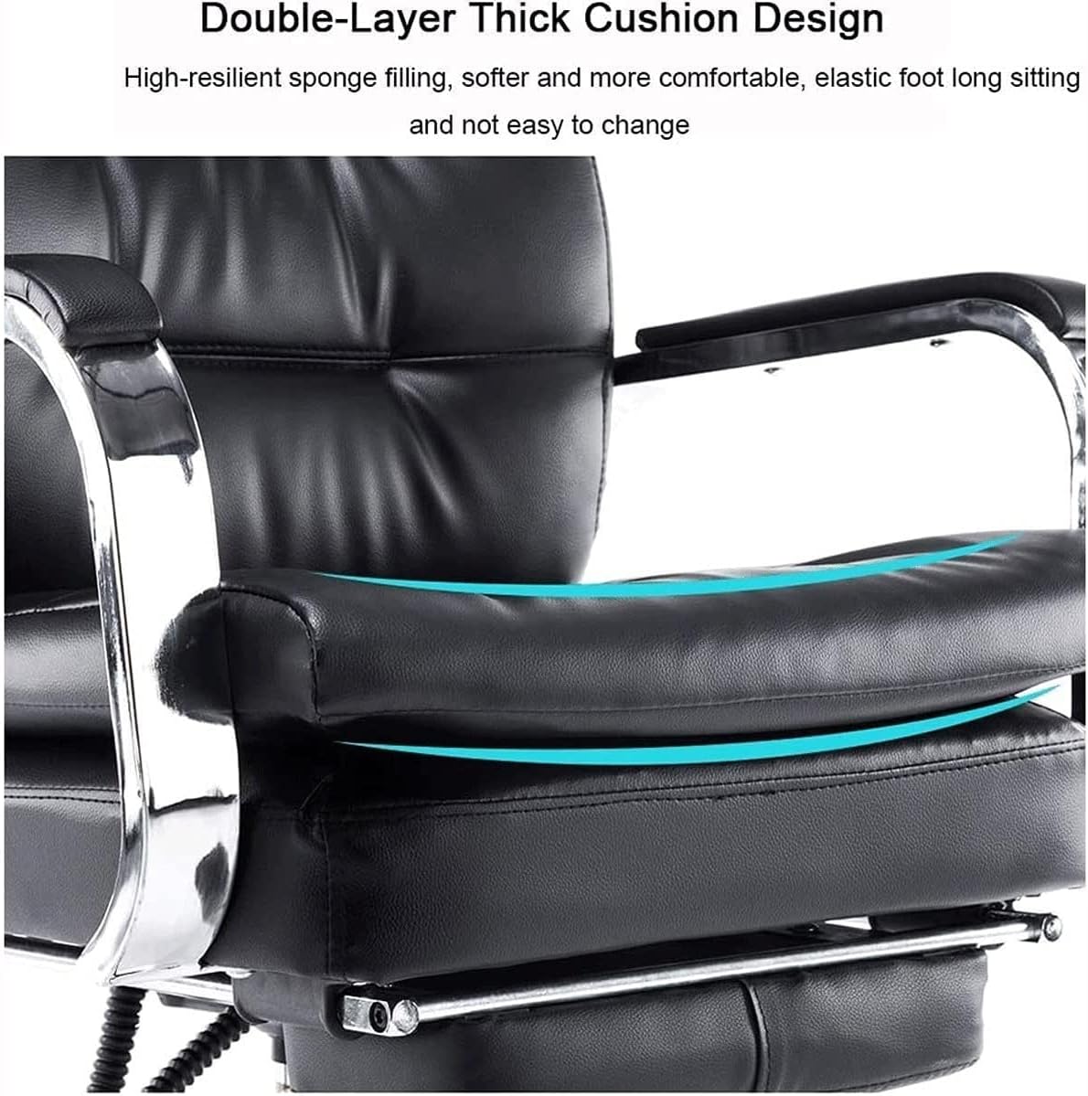 Big and Tall Executive Home Office Chair with Footrest, Ergonomic PU Leather Desk Chairs, Swivel Chair w/Adjustable Height, High Back Recliner for Home, Office, Study (Color : Black) (Brown) (White)