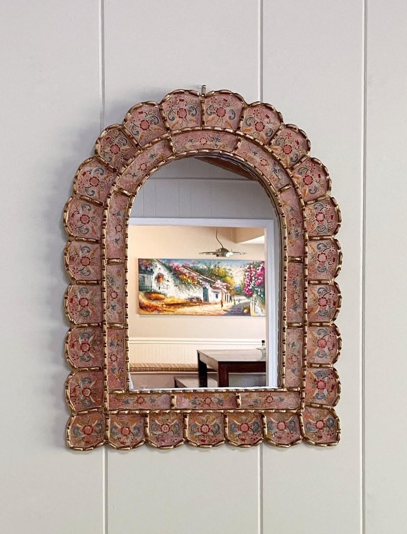 Arched Mirror, Bohemian Mirror, Floral Arched Mirror, Tropical Mirror, Unique Mirror