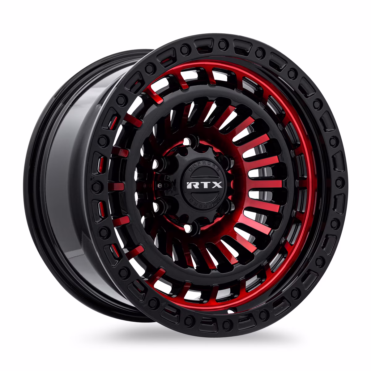 RTX Moab 17x9 5x127 ET-15 CB71.5 Gloss Black Machined Red Wheel