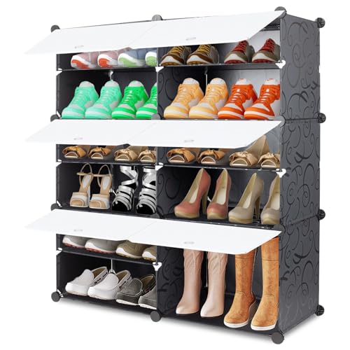 Shoe Rack - 6 Tier Shoe Storage Cabinet for 22 Pairs - Plastic Shoe Shelves Organizer for Closet, Hallway, Bedroom, Entryway (White)