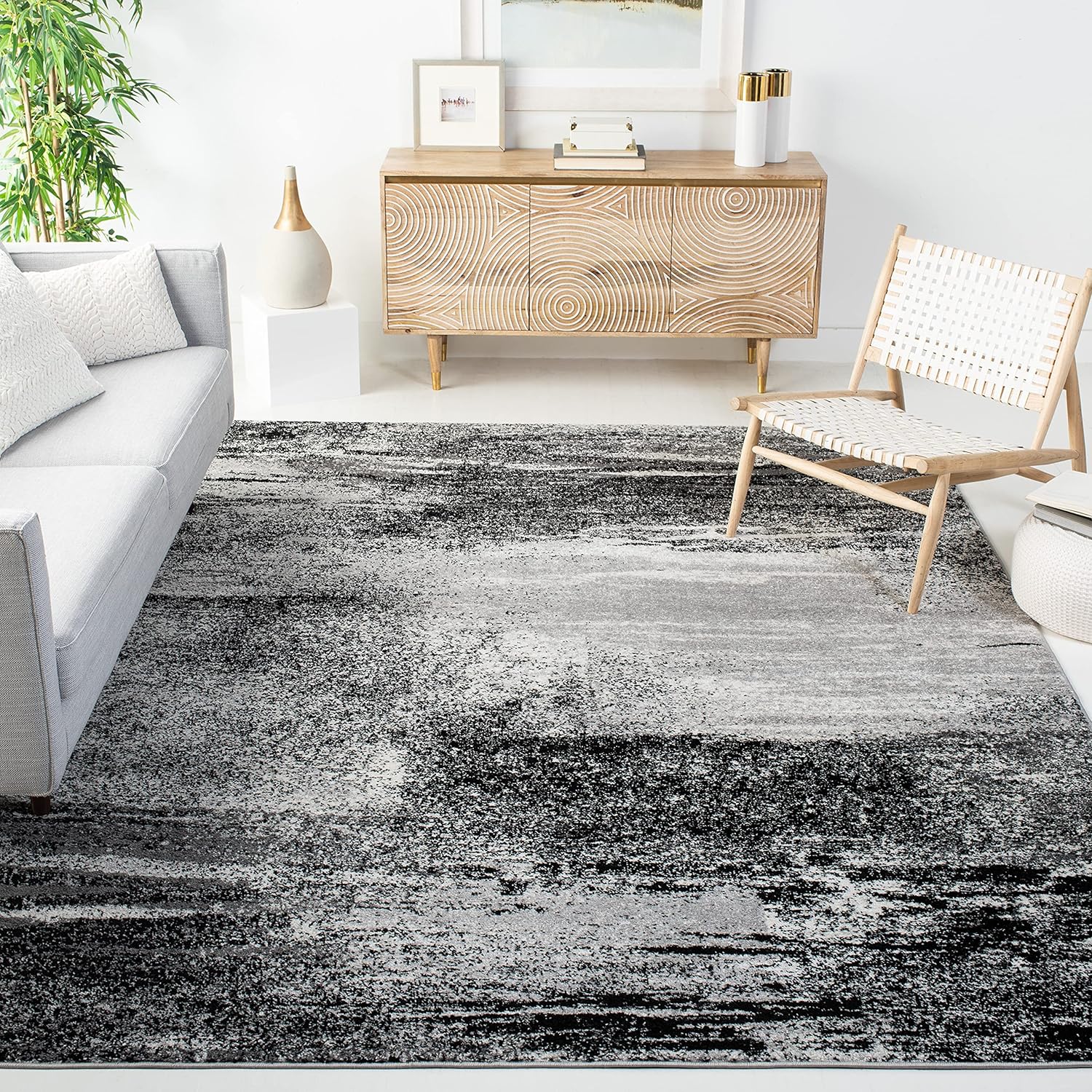 SAFAVIEH Adirondack Collection 5' Square Silver/Multi ADR112G Modern Abstract Non-Shedding Living Room Dining Bedroom Area Rug