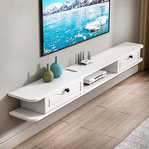 Floating TV Stand Cabinet Wall Hanging Tv Cabinet,Solid Wood Wall Mounted Media Centre,Floating Entertainment Unit for Living Room Bedroom Tv Set-Top Box Rack (D 140Cm)