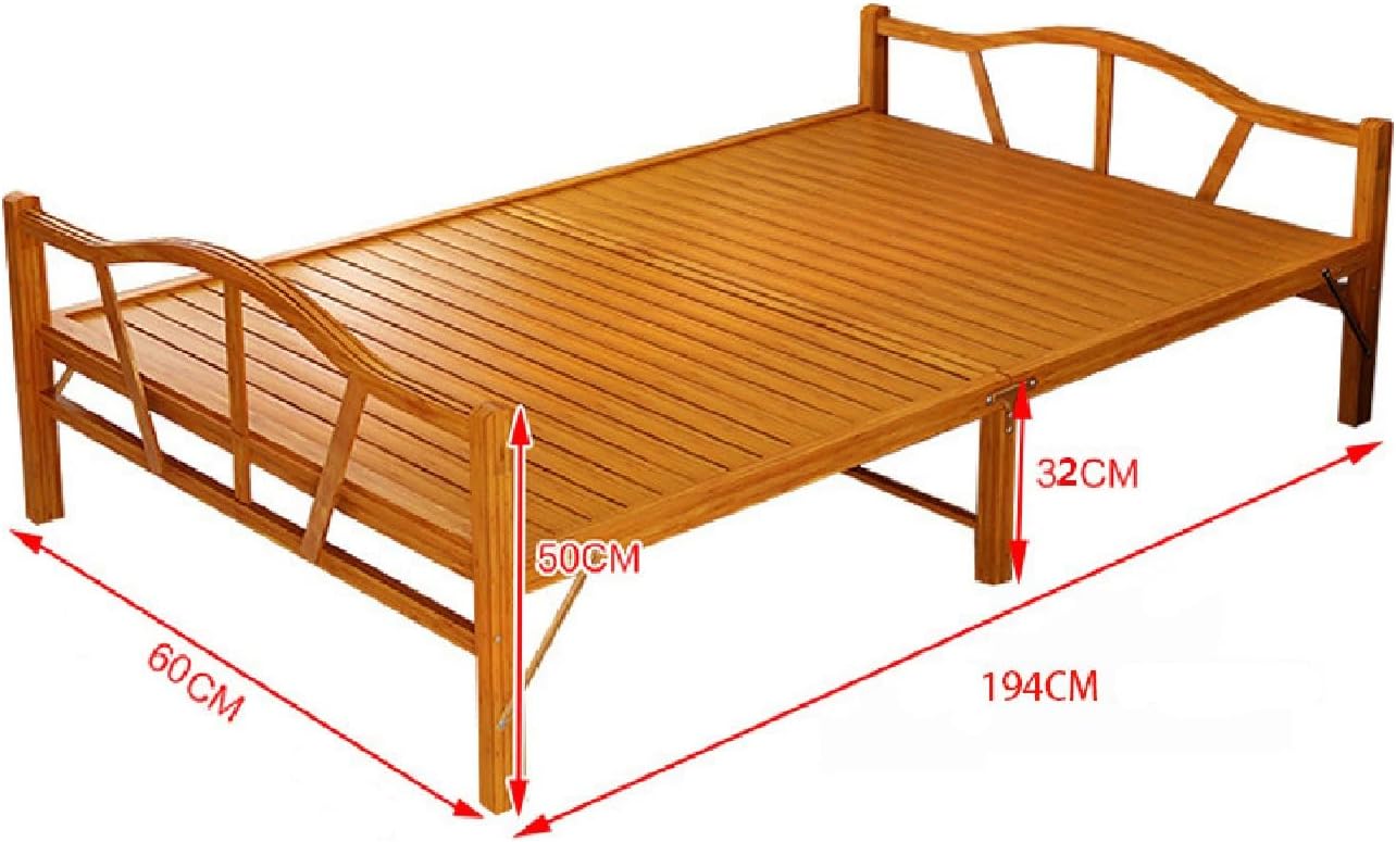 Fold Out Bed Frame Full Easy Fold & No Installation, Comfortable & Breathable, Upgraded Load Capacity, Sturdy & Stable, Space Saving, Natural Bamboo Material, Hardwood Mattress Support
