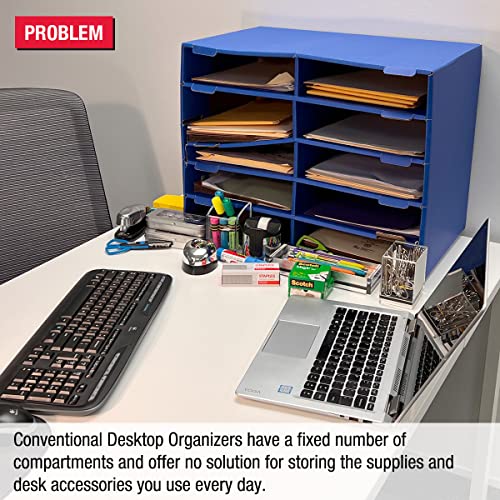 Desktop Organizer 4 Letter Tray Sorter PLUS Riser Storage Base for Easy Access to Lower Slots, Desk Accessories & Supplies. Optional File Topper & Drawers