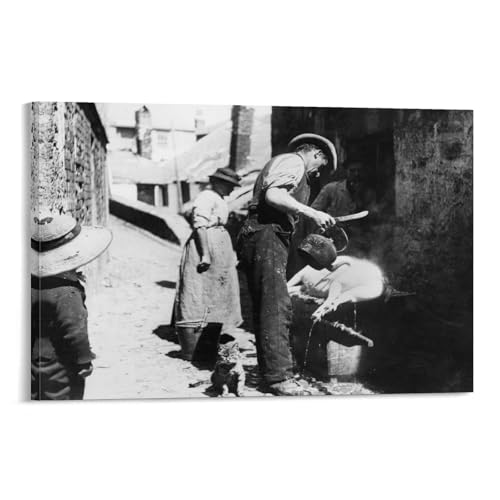 William Stevens Scalding A Pig near Norway Lane, St. Ives, 1880 Poster Decorative Painting Canvas Wall Art Living Room Posters Bedroom Painting 24x36inch(60x90cm)