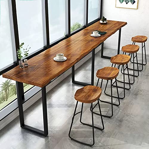 QQXX Industrial Bar Height Table,Solid Wood Bar Top Table Narrow Bar Table,Rectangular Pub Tables Tall Counter Height Table,Live Edge Dining Table Kitchen Table,No Stool(39.3