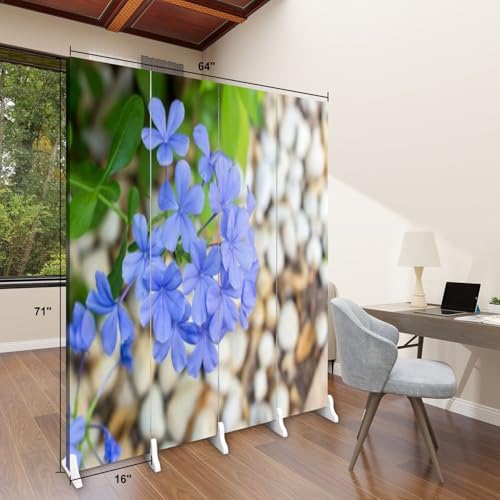 Wood Screen Room Divider Myosotis forget me eifel photographed spring Folding Screen Canvas Privacy Partition Panels Dual-Sided Wall Divider Indoor Display Shelves 6 panels