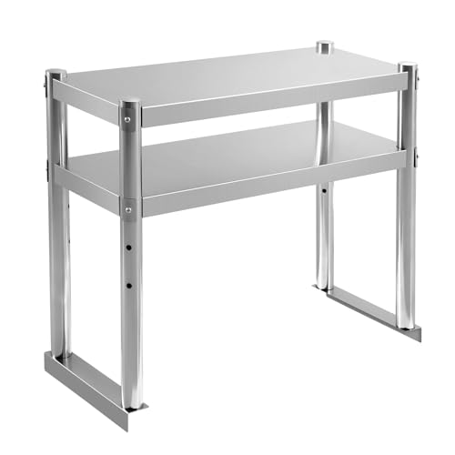 Stainless Steel Double Overshelf, Commercial Double Overshelf 2 Tier for Prep & Work Table in Kitchen, Restaurant & Home,12