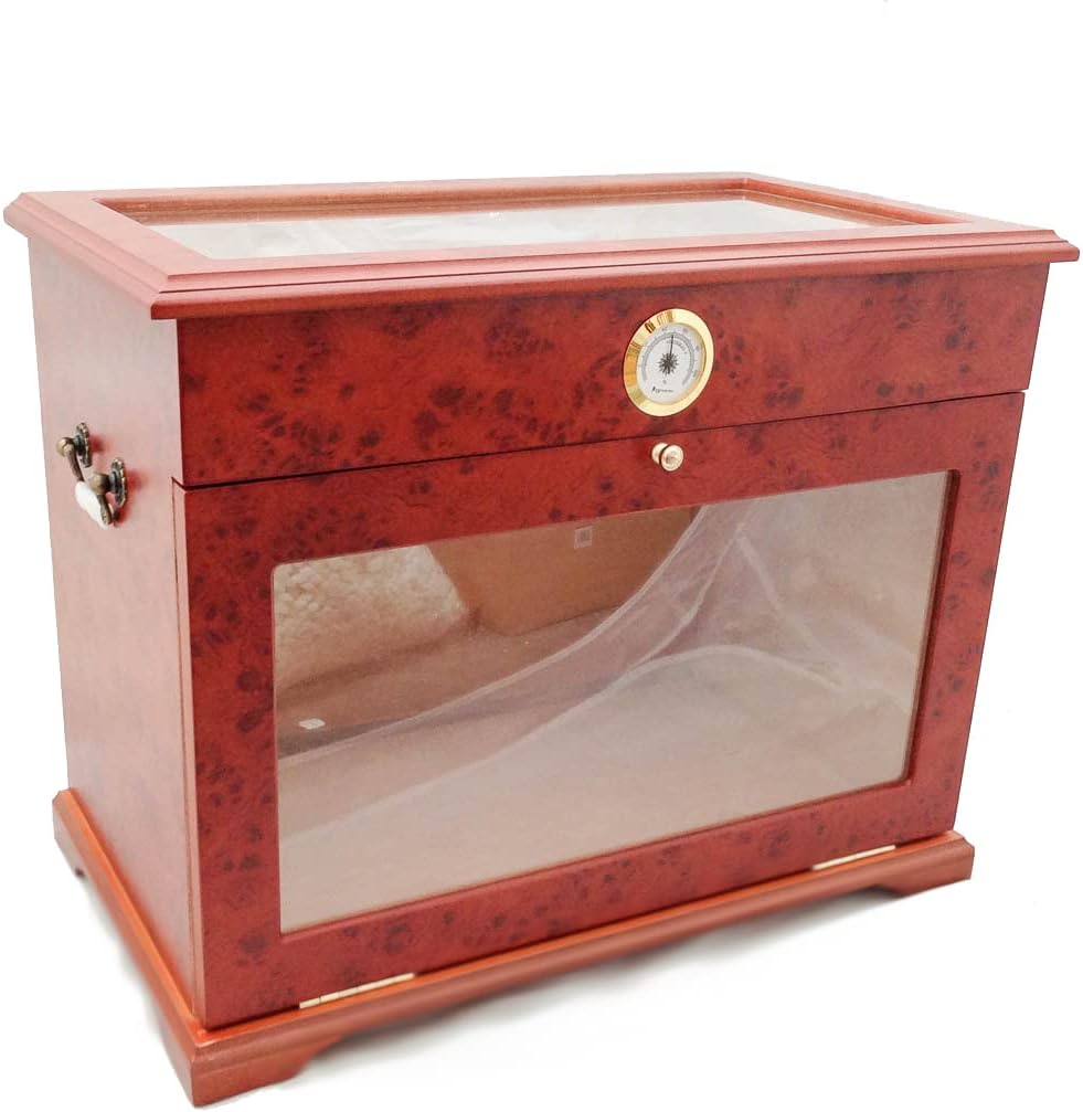 400 ct BURL Wood Cigar Desktop HUMIDOR Cabinet END Table Display CASE