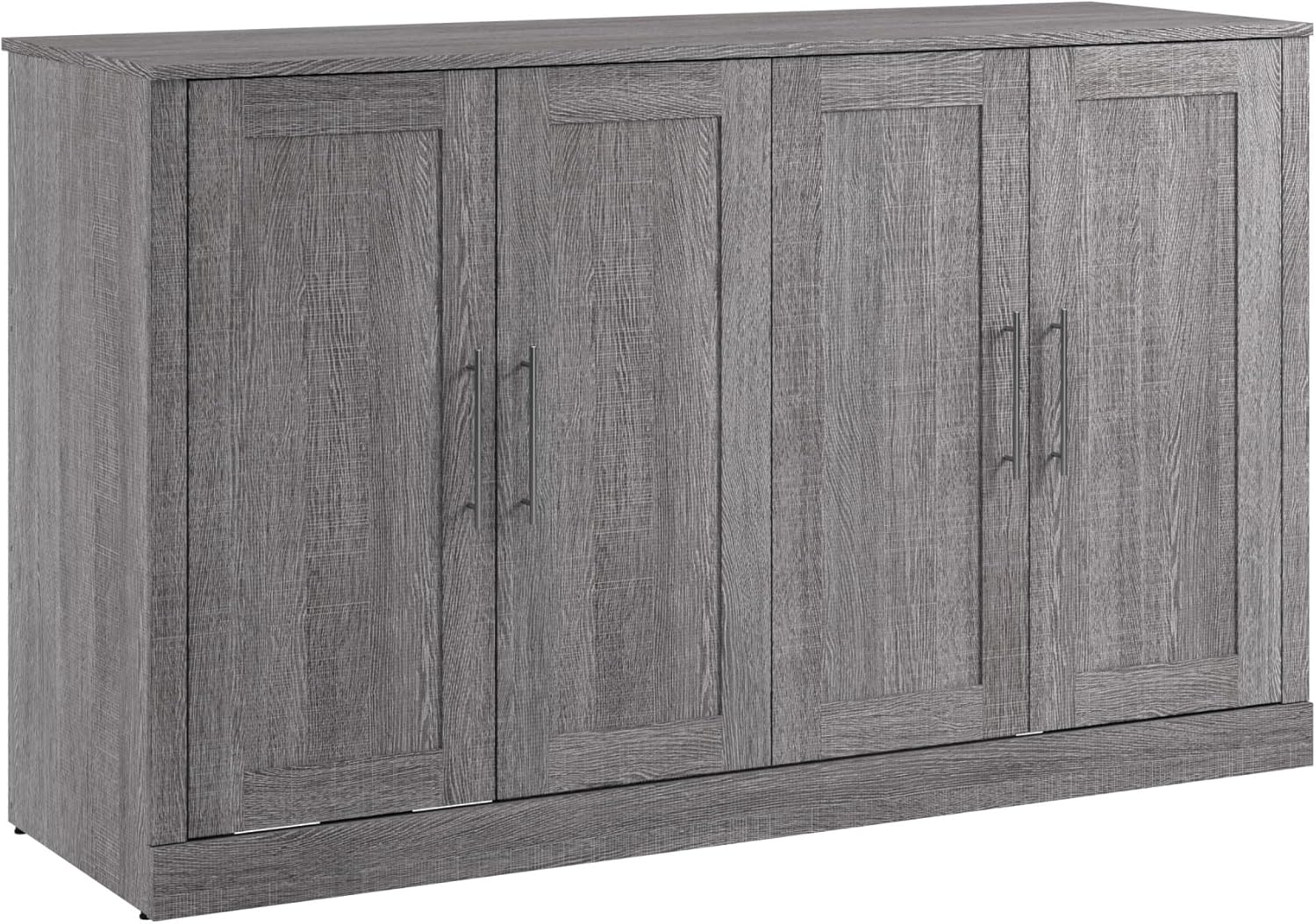 Bestar Pur 75W Murphy Cabinet Bed with Mattress, Space-Saving Sleeping Arrangement for Multipurpose Guest Room or Home Office, Queen, Bark Grey