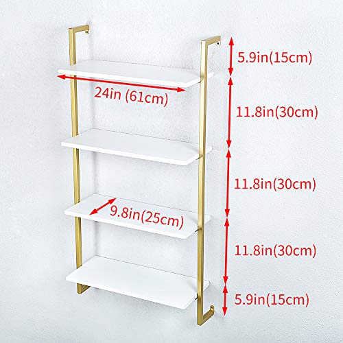 Industrial Metal and Wood Wall Shelf,Floating Wood Shelves Wall Mounted,24in Real Wood Book Shelves,3 Tier Hanging Wall Shelves for Bedrooms Office