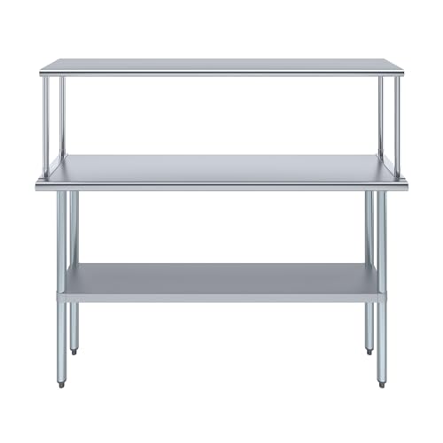 Stainless Steel Work Table with Wide Single Tier Overshelf | Metal Kitchen Prep Table & Shelving Combo (24