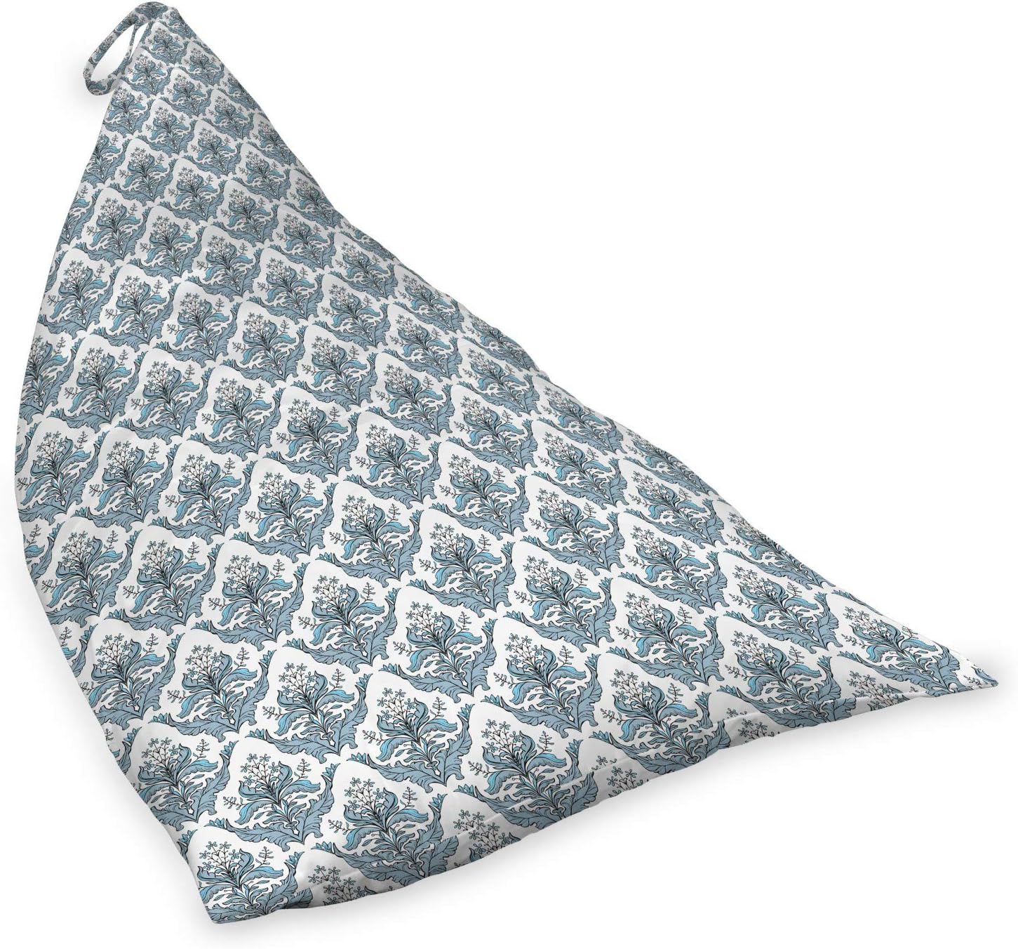 Ambesonne Winter Lounger Chair Bag, Damask Inspired Classical Flowers Botanical Old Fashioned Foliage Motifs, High Capacity Storage with Handle Container, Lounger Size, Grey Pale Blue White