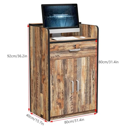Modern Reception Desk,Counter Desk with Lockable Drawer & Storage Cabinet,Retail Counter Checkout,Front Office Desk,Bar Counter,Hostess Stand,for Hotels Boutique Store Shop Clinic Spa,Easy to Clean(60
