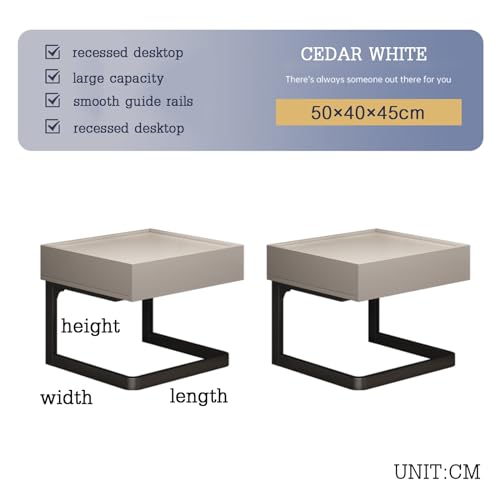 Minimalist Nightstand, Silent Drawer Nightstand, Bedroom Locker Bedstand, Bedside Table Creative, Nightstand With 1 Drawers, Side Table For Bedroom,Living Room Bedroom Essentials Furniture(Cedar white