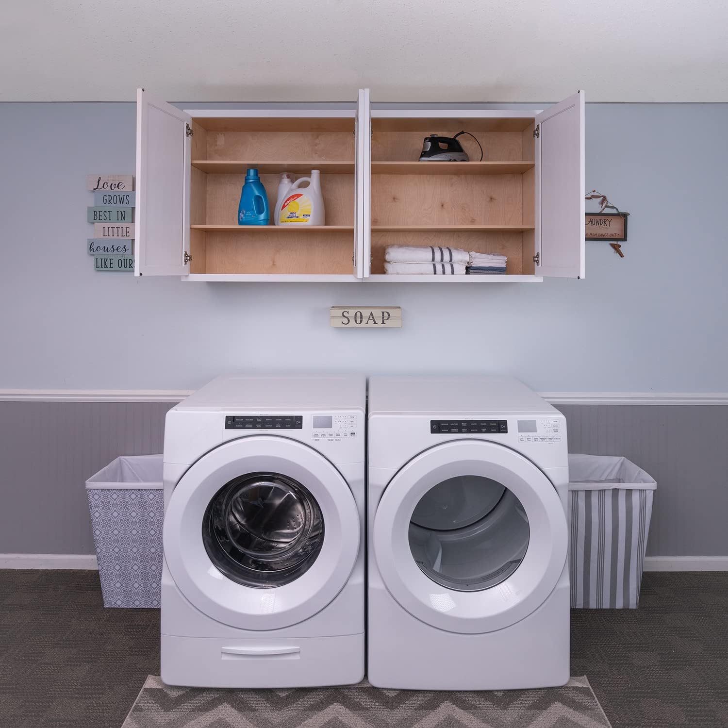RTA (Ready-to-Assemble) Cabinets | Pure White Starter Laundry Room Kit | 72inch Wide | 2 x 36 W x 30inch H x 12inch D | Storage Cabinets | Shaker Cabinets, 12inchD x 72inchW x 30inchH