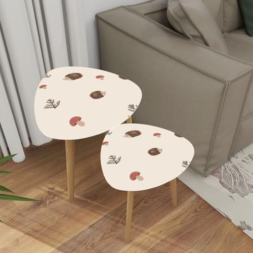 Triangle Nesting Coffee Table Set of 2 Forest Christmas fir trees silhouette Coniferous spruce panorama Park Modern Minimalist Side Table Small End Table Leisure Tea Table Living room Bedroom Office