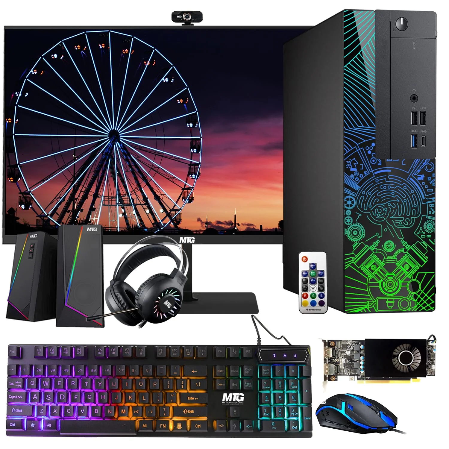 Restored Lumos 8 Gaming Desktop PC,Intel Core i7 7th Gen,16GB RAM,512GB SSD,AMD RX 550 4GB GDDR5 Graphics Card,22 Inch 75hz Monitor,PCI-E Bluetooth|Wi-Fi,RGB Kit,Windows 11 Pro