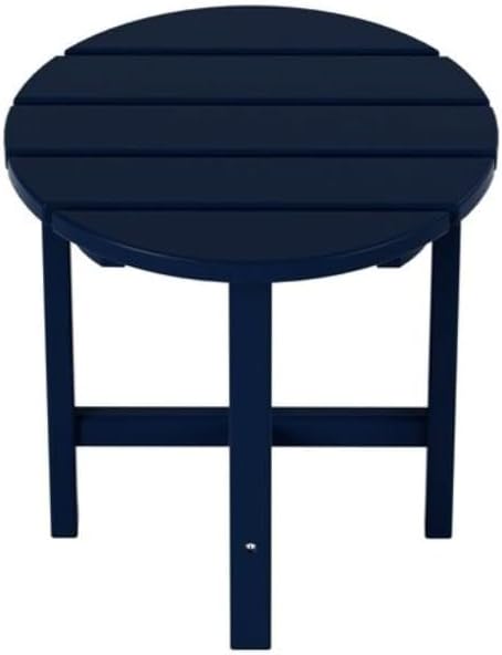 Round End Patio Side Table Made from Durable Plastic/Resin | Water Weather Rust & UV Resistant Size: 18'' H X 18'' W X 18'' L | Pretty Blue Outdoor Adirondack Furniture with 4 Legs & X-Style Frame