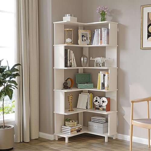 Corner Bookshelf, Multi-Layer Display Shelf, Corner Cube Toy for Small Space, Book Storage, Wooden Cube Corner Bookshelf for Game Room, Bedroom, Living Room（No Paint ）