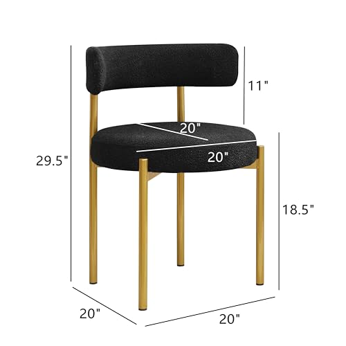 Beige Dining Chairs Set of 4, Boucle Dining Chairs, Upholstered Kitchen and Dining Room Chairs, Mid-Century Modern Dining Chairs with Black Metal Legs (Beige)