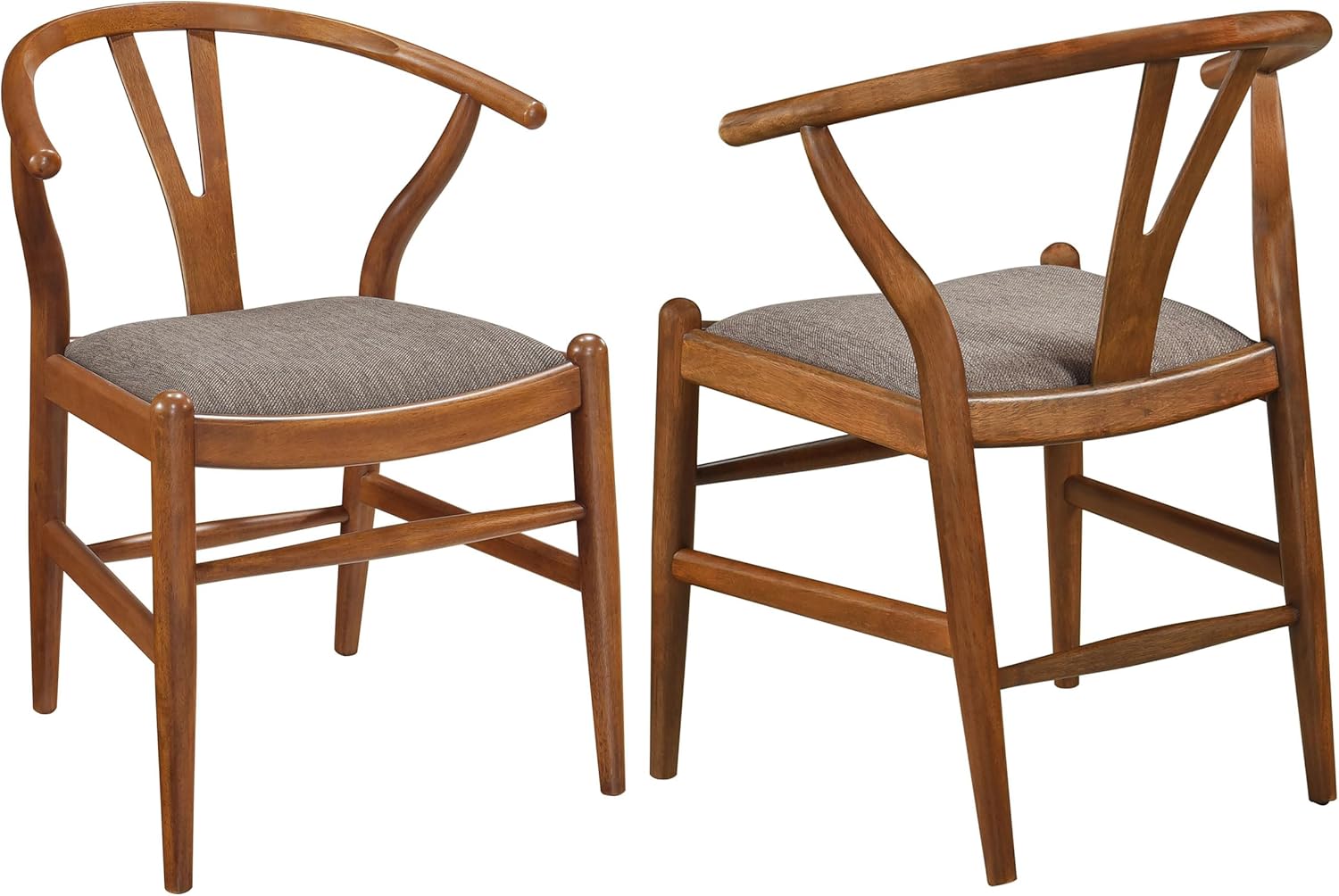 Coaster Home Furnishings Dinah Danish Y-Shaped Back Wishbone Dining Side Chair Walnut and Brown (Set of 2)