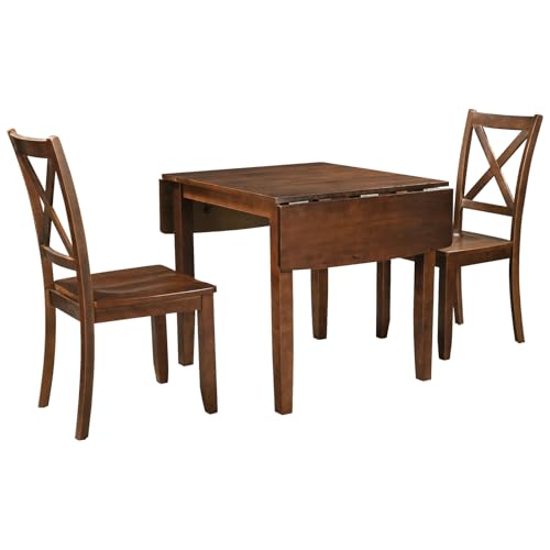 Wood Dining Table Set for 2, Dinette Sets with Drop Leaf Dining Tabl, Kitchen Dining Room Furniture for Small Space, Breakfast Nook, Family Dinner, for Dining Room, (Brown)