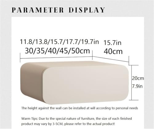 Wall Mounted Floating Nightstand with Drawers, Modern Bedside Table, Solid Wood Floating Bedside Table for Bedroom or Bathroom, Space-Saving(Gray,35 * 40 * 20cm)