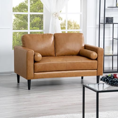 Naomi Home Genuine Leather Upholstered Sofa Set - Revel in Exquisite Leather Opulence - Unparalleled Luxury Mid-Century Leather Chair/Sofa Tan