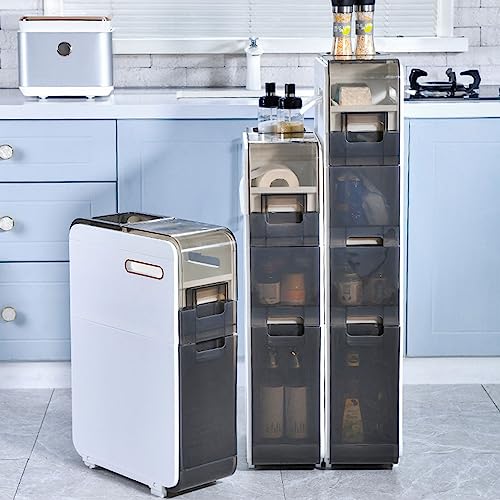 Clip Storage Cabinet Drawer Bathroom Storage Cabinet Ultra Narrow Seam Sideboard Kitchen Seam Cabinet Floor Standing, Waterproof Toilet Paper Cabinet, for Small Spaces, Closets, Bedroom