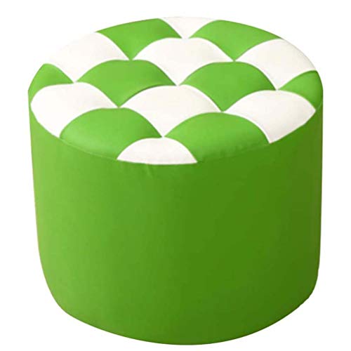 Footrest Stool Ottoman Round Faux Leather Footstool,Shoe Change Stool Seat,Living Room,Bedroom, Room,Vanity Seat Decorative