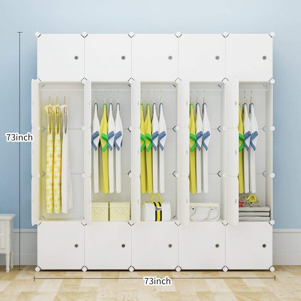 KOUSI Dresser Small Closet Wardrobe Drawer Storage for Clothes Small Wardrobe Storage for Small Spaces Clothes Storage Dresser, Capacious Customizable, White, (White, 25 Cubes -A)