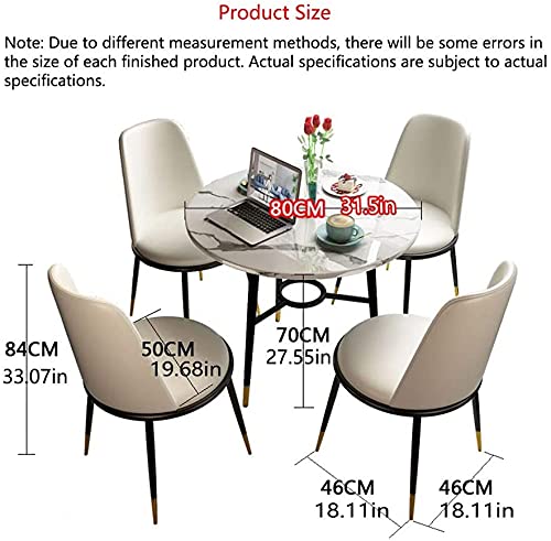 Office Conference Table Small Meeting Coffee Table European Light Luxury Table and Chair Combination Home Restaurant High-end Cafe Hotel PU Leather Chair 1 Table and 4 Chairs(Color:Pink)