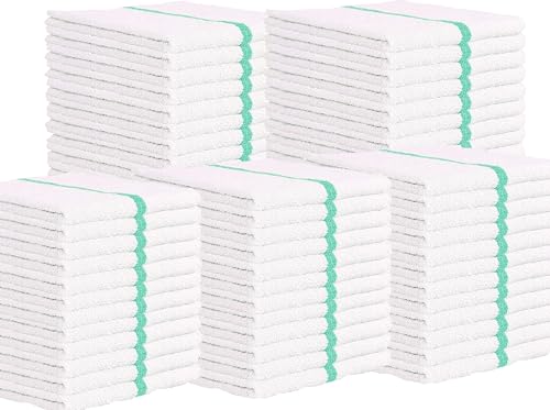 60 Commercial Grade All Purpose 16x19 Bulk Bar Mop Towels 31oz for Home Kitchen, Bar, Restaurant (Green Stripe)