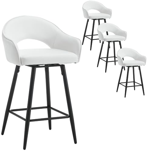 LukeAlon PU Leather Swivel Counter Stools Set of 6, Open Back 27