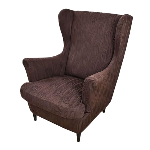 Wingback Chair Cover Stretch, Spandex Wingback Armchair Covers with Elastic Bottom Non Slip Furniture Protector for Living Room-dark grey-2 Pieces