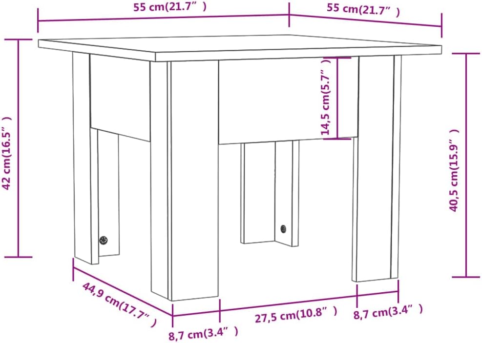 Coffee Table,Balcony Tea Table,Office Desk,Cocktail Table,Couch Table,Plant Stand,Assembly Required,Perfect for Apartment, Loft, or College Dorm Room, White 21.7