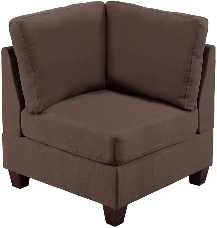 Living Room Furniture Corner Wedge Black Coffee Linen Like Fabric 1pc Cushion Wedge Sofa Wooden Legs