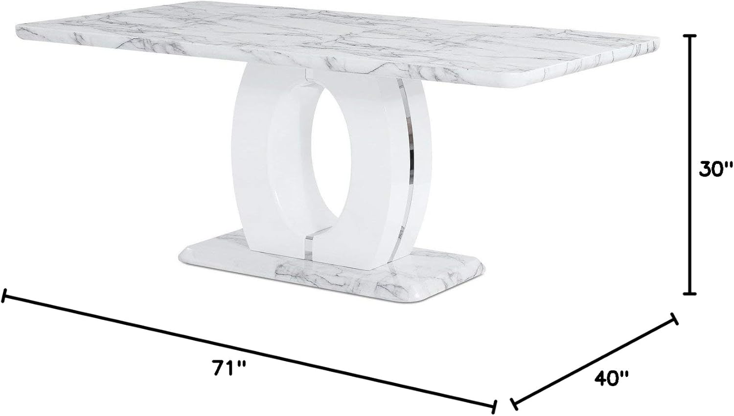 Global Furniture USA Global Furniture Faux Marble Pedestal Base Dining Table, BR
