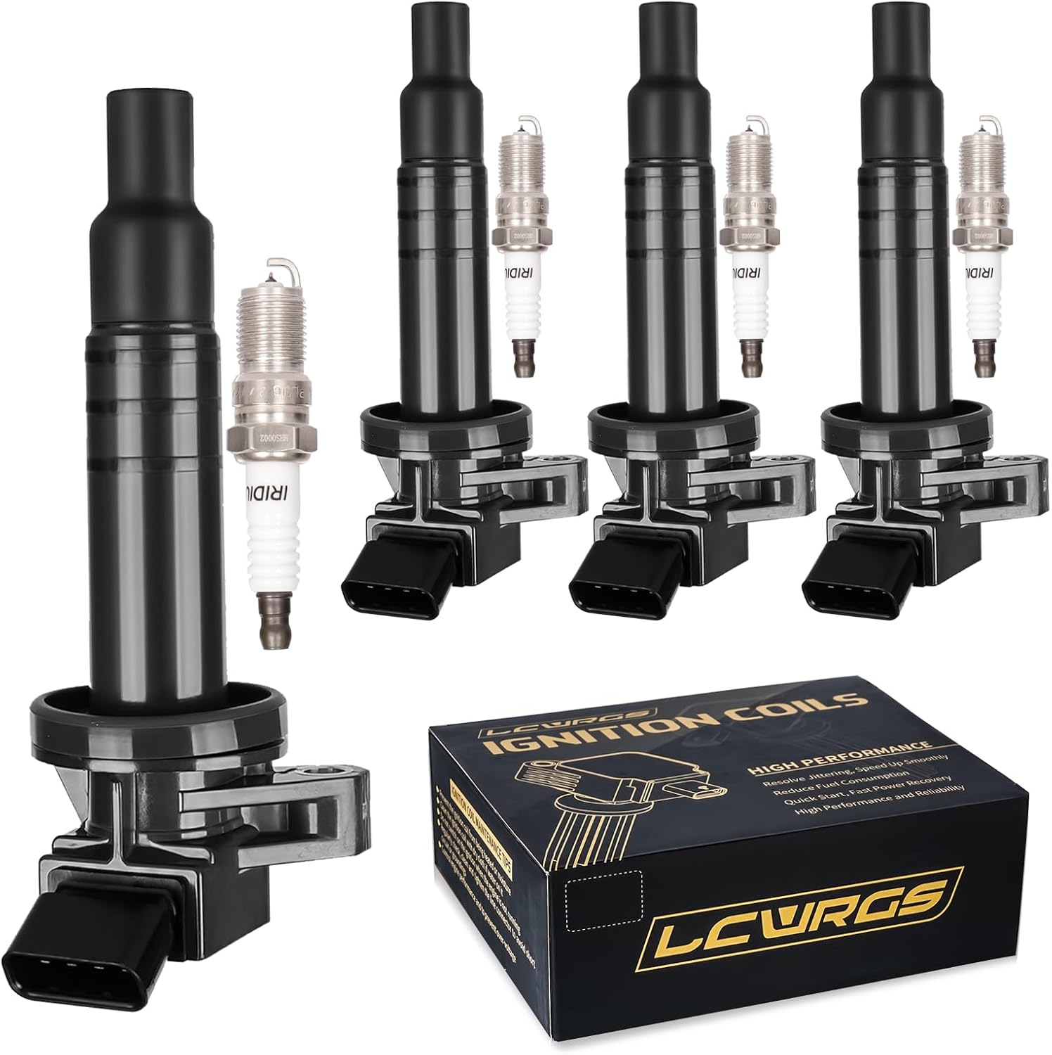 Set of 4 Ignition Coil Pack and Spark Plugs Fits for Toyota Corolla Matrix Pontiac Vibe 2000 2001 2002 2003 2004 2005 2006 2007 2008 1.8 L4 Replaces# UF247 7090
