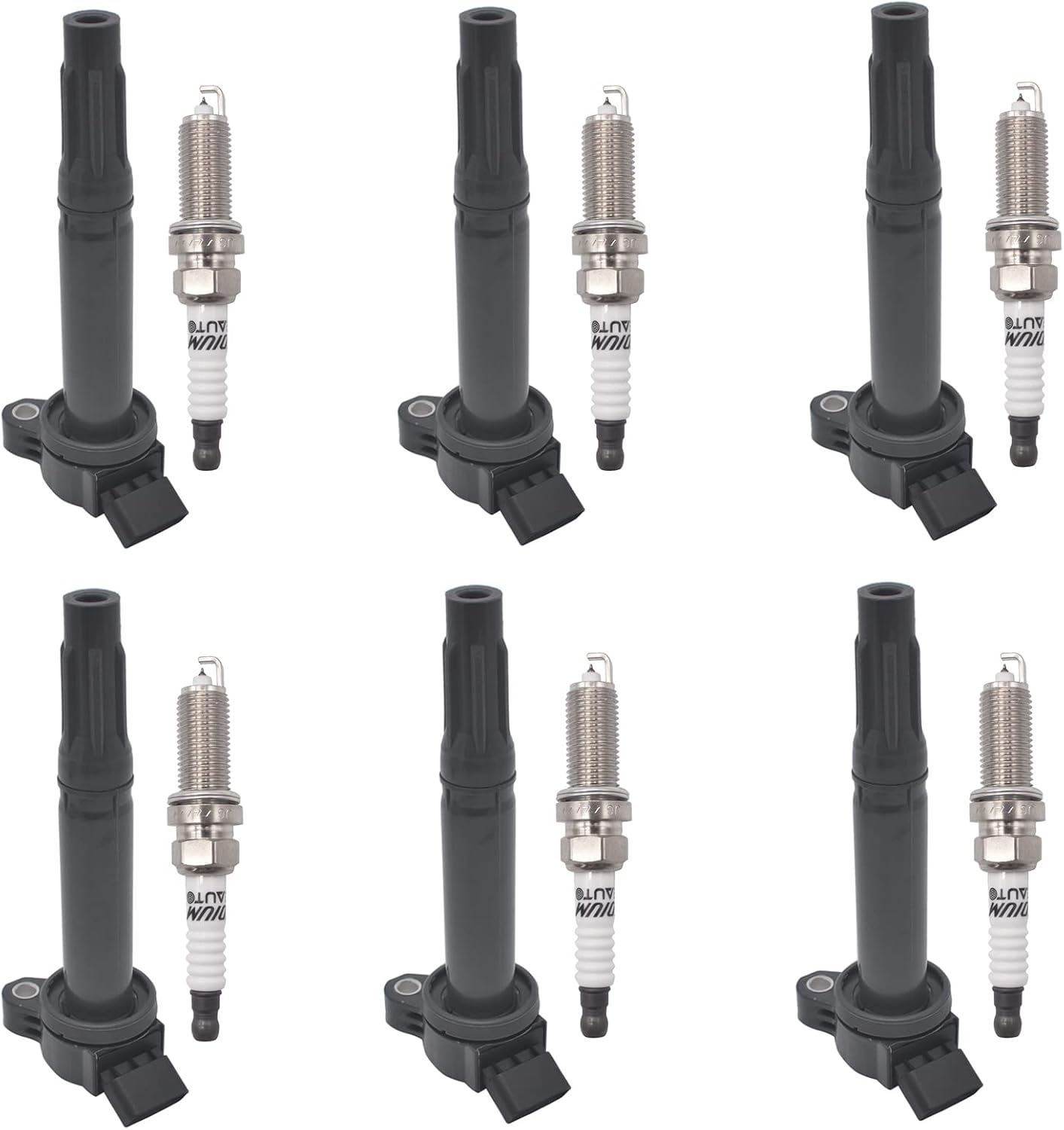Ignition Coil Pack Iridium Spark Plug UF487 90919-02251 Set of 6 Compatible with Toyota Avalon Camry RAV4 Highlander Sienna V6