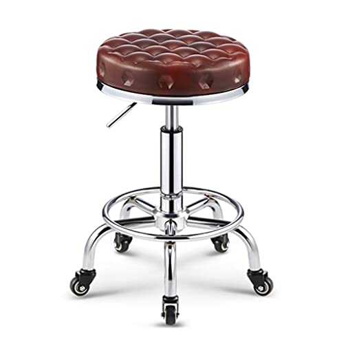 Rotating Stool Swivel Chair Rolling Stool with Wheels, Leather Height Adjustable,Spa Salon Work Office Tattoo Kitchen Massage Stools
